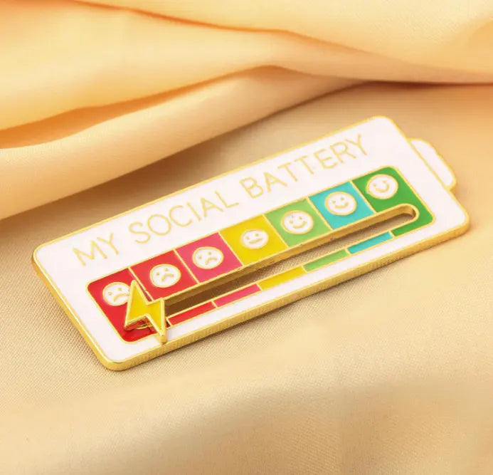 Social Battery Status Brooch